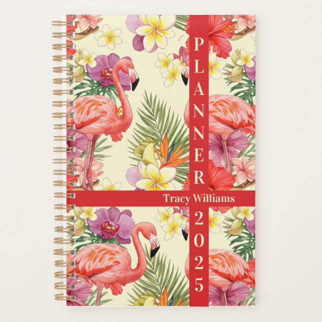 Flamingo Blumen nahtloses Muster Planer (Vorderseite)