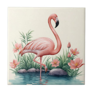 Flamingo Blumenrosa Vogel Fliese
