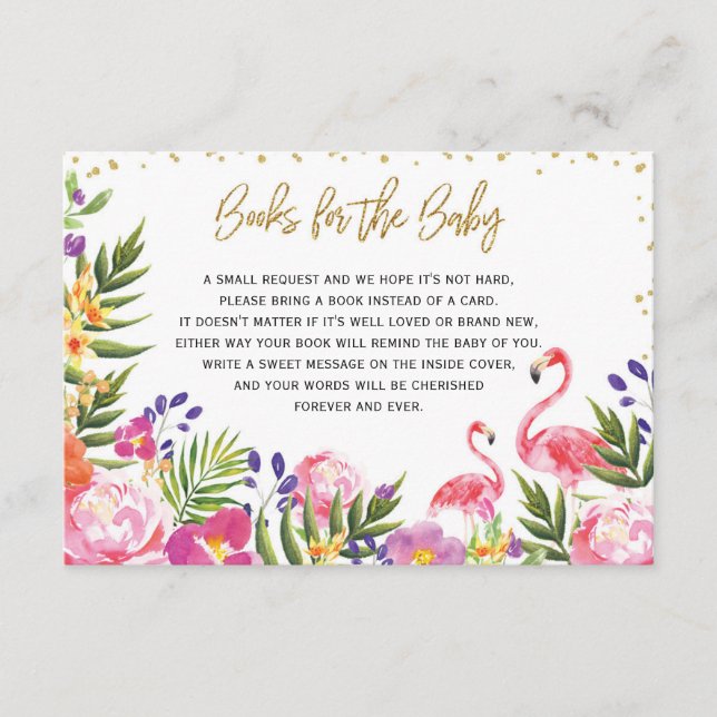 Flamingo Books for Baby Tropical Floral Summer Begleitkarte (Vorderseite)