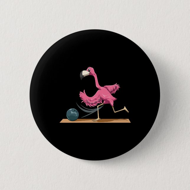 Flamingo Bowling Flamingo Playing Bowling Flamingo Button (Vorderseite)