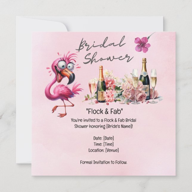 Flamingo-Brautjungfernparty Save The Date (Vorderseite)