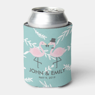 Flamingo Bride und Groom Personalisiert Can Cooler Dosenkühler