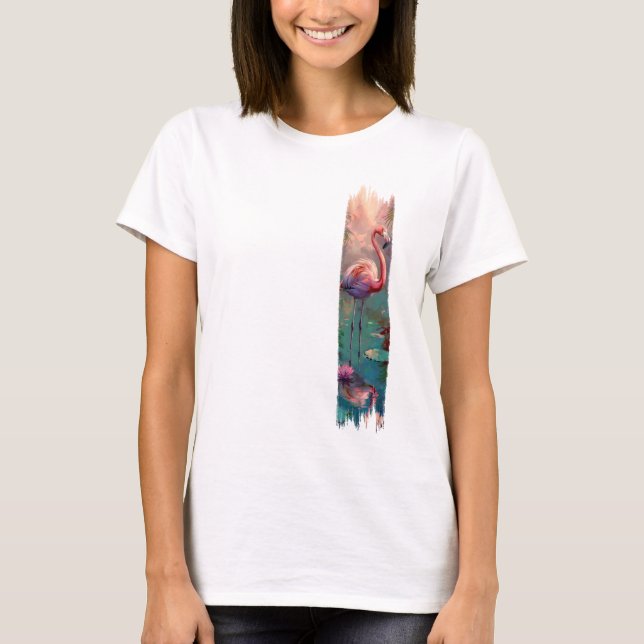 Flamingo Brushstroke Paint Art T-Shirt (Vorderseite)