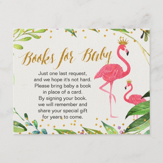 Flamingo - Bücher für die Beipackkarte des Babys Begleitkarte (Vorderseite)