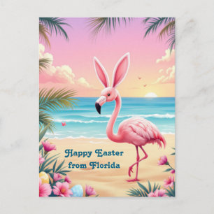 Flamingo Bunny Ears Holi Feiertagspostkarte