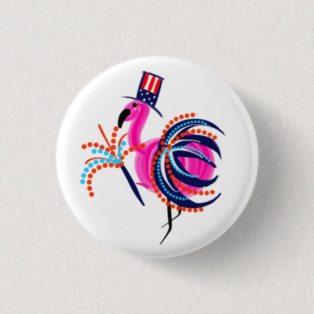 Flamingo Button vom 4. Juli (Vorderseite)
