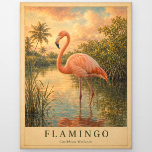 Flamingo Caribbean Wetlands VINTAGE Postkarte