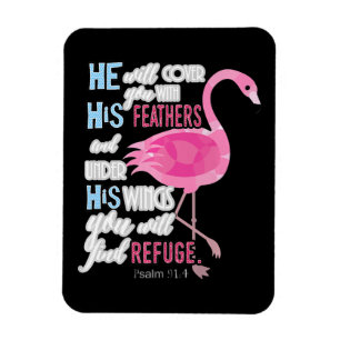 Flamingo Christliches Geschenk, Psalm 91 Bibelvers Magnet