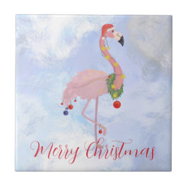 Flamingo Christmas Color Lights Fliese