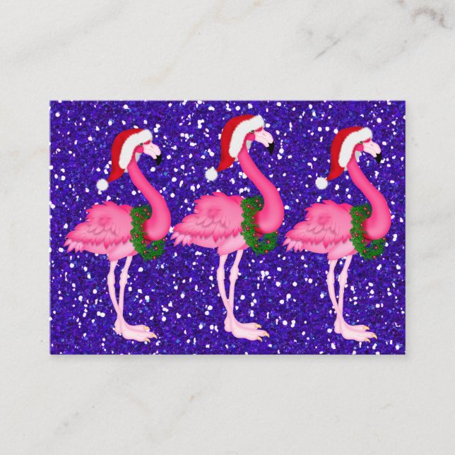 Flamingo Christmas Enclosure Card / Tag Begleitkarte (Vorderseite)