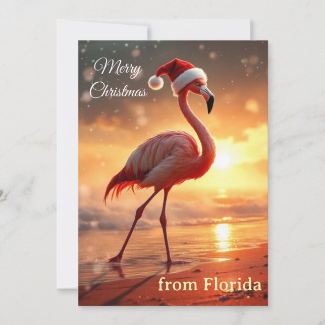 Flamingo Christmas Feiertagskarte (Vorderseite)