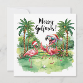 Flamingo Christmas Golfer im Golfplatz