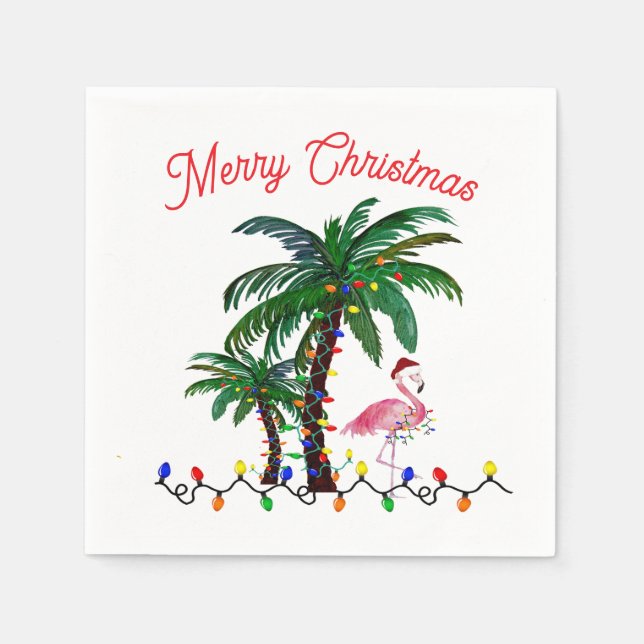 Flamingo Christmas Holiday party Serviette (Vorderseite)