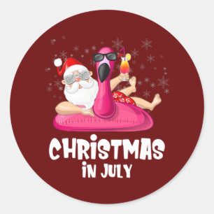 Flamingo Christmas im Juli Lover Runder Aufkleber