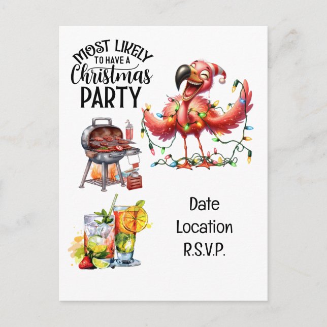 Flamingo Christmas im Juli Party Feiertagspostkarte (Vorderseite)