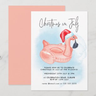 Flamingo Christmas im Juli Summer Pool Party Einladung