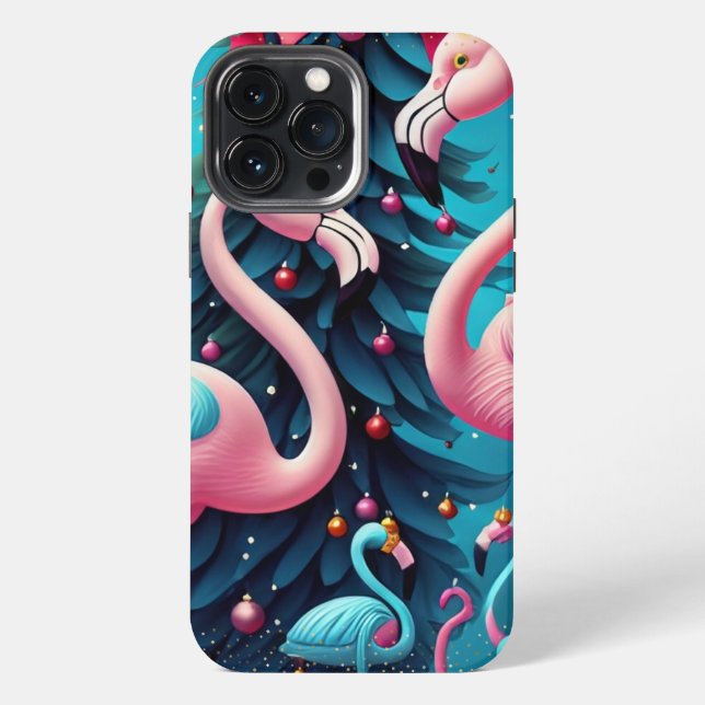 Flamingo Christmas iPhone / iPad Fall 13 Pro Max Hülle (Rückseite)
