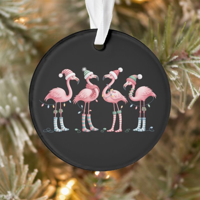 Flamingo Christmas Lights Holiday Xmas Ornament (Baum)