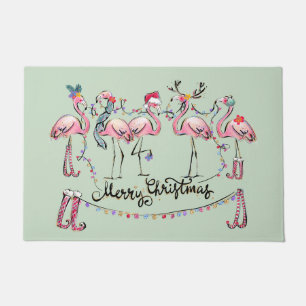 Flamingo Christmas Party Welcome Mat Fußmatte