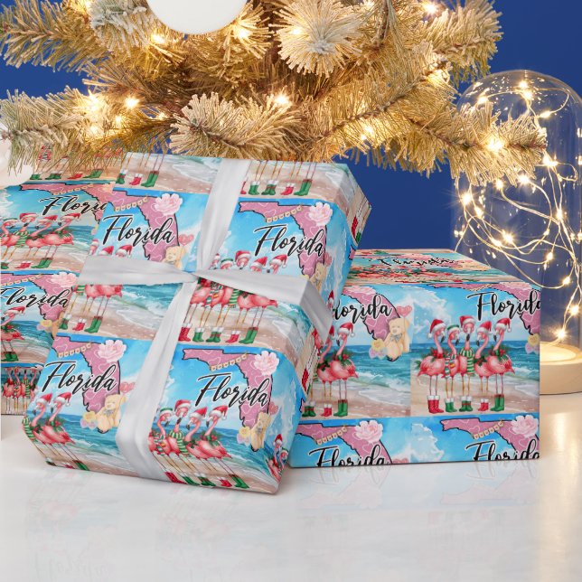 Flamingo Christmas Thema aus Florida Geschenkpapier (Feiertage)