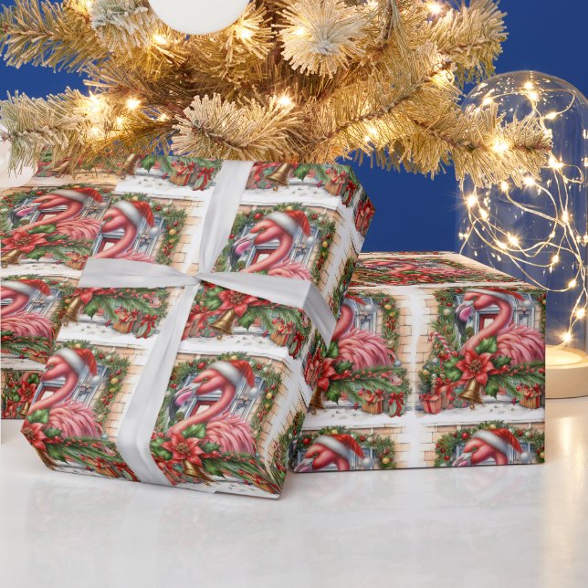 Flamingo Christmas themed Geschenkpapier (Feiertage)