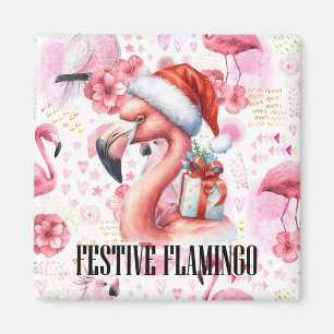 Flamingo Christmas themed Magnet