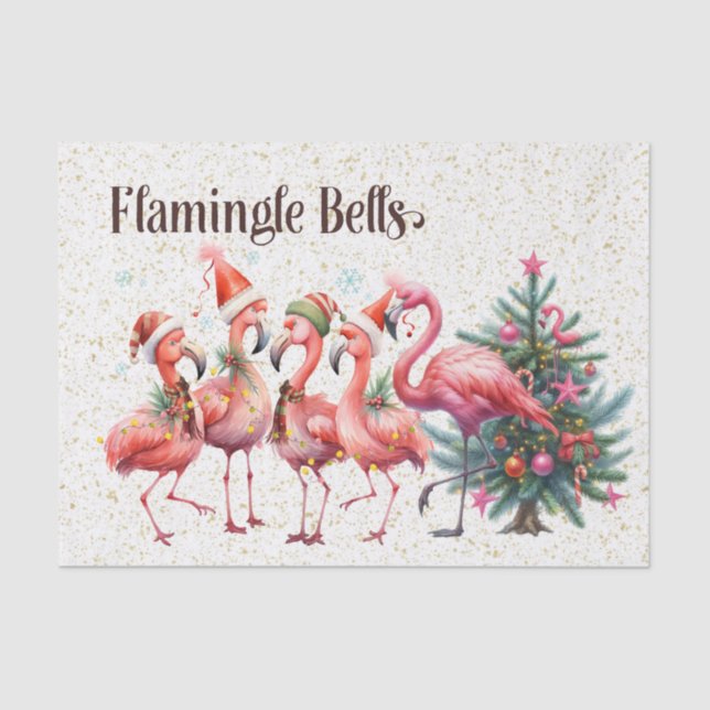 Flamingo Christmas themed Seidenpapier (Vorderseite)