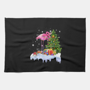 Flamingo Christmas Tree Lights Geschirrtuch