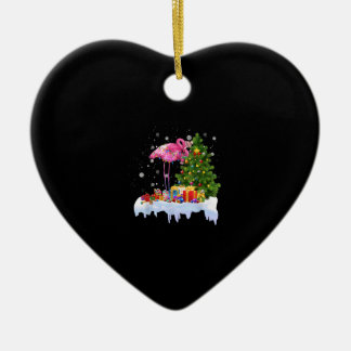 Flamingo Christmas Tree Lights Keramik Ornament