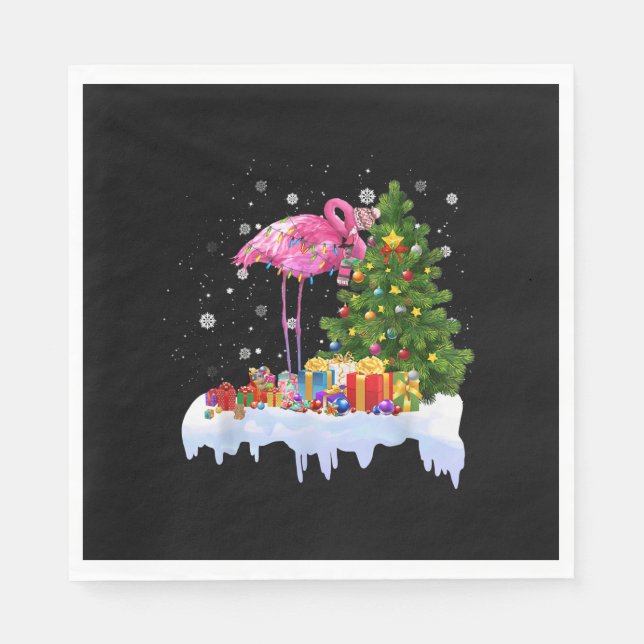 Flamingo Christmas Tree Lights Serviette (Vorderseite)