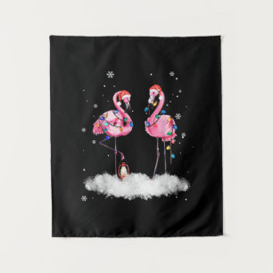 Flamingo Christmas Tree Weihnachtsmannmütze Light Wandteppich