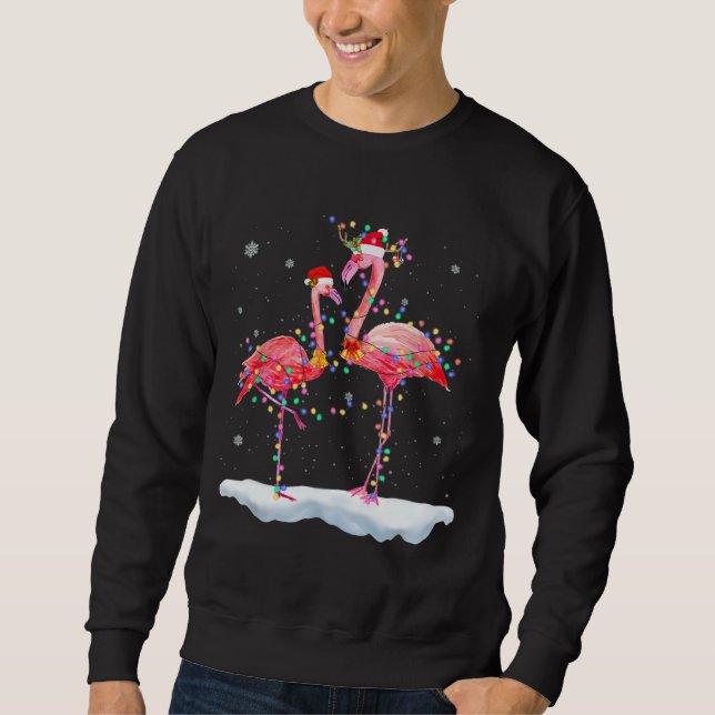 Flamingo Christmas Tree Weihnachtsmannmütze Xmas L Sweatshirt (Vorderseite)