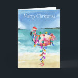 Flamingo Christmas Tropical Beach Karte<br><div class="desc">Dieses Design kann in dem Bereich personalisiert werden, der durch das Ändern des Fotos und/oder Textes zur Verfügung gestellt wird. Sie können auch angepasst werden, indem Sie auf Vorlage personalisieren klicken und dann auf die Schaltfläche klicken, um weitere Optionen anzupassen, um die Hintergrundfarbe zu löschen oder zu ändern, Text hinzuzufügen,...</div>