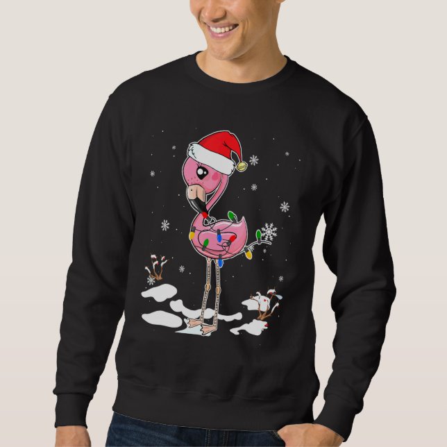 Flamingo Christmas Weihnachtsmannmütze Flamingo Li Sweatshirt (Vorderseite)