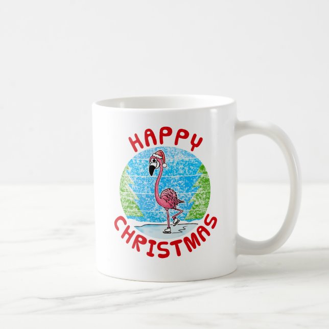 Flamingo Christmas Wildlife Nature Ice Skater Kaffeetasse (Rechts)