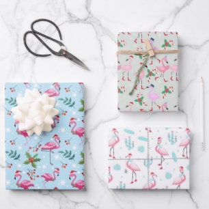 Flamingo Christmas Wrapping Paper 3 Pack Geschenkpapier Set