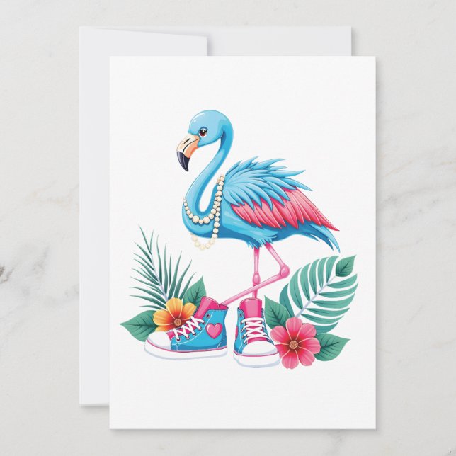 Flamingo Chucks and Pearls Comma La Harris 2024 Einladung (Vorderseite)