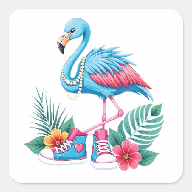 Flamingo Chucks and Pearls Comma La Harris 2024 Quadratischer Aufkleber (Vorderseite)