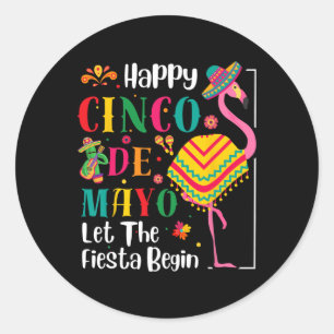 Flamingo Cinco de Mayo Mexican Fiesta for Men Wome Runder Aufkleber
