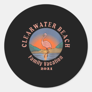 Flamingo   Clearwater Beach Flamingo Vacation 2021 Runder Aufkleber