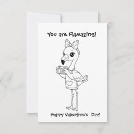 flamingo Coloring  card Classroom Valentine  Dankeskarte