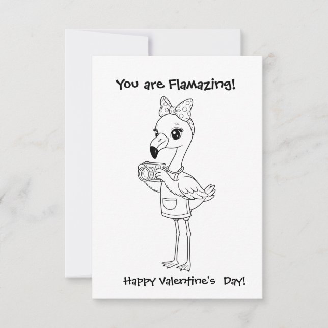 flamingo Coloring  card Classroom Valentine  Dankeskarte (Vorderseite)