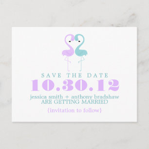 Flamingo Couple Wedding Save the Date Ankündigungspostkarte
