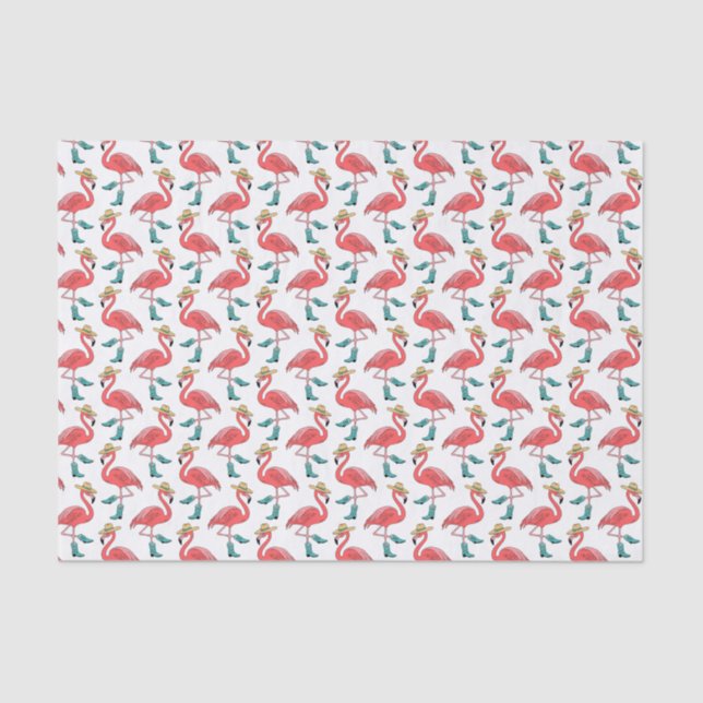 Flamingo Cowboy Boots and Hats Pattern Seidenpapier (Vorderseite)