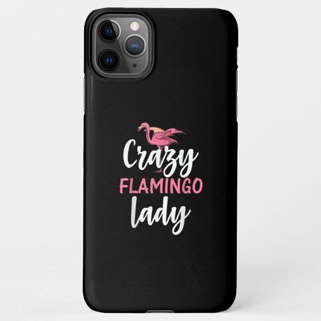 Flamingo - Crazy Flamingo Lady iPhone Hülle (Rückseite)