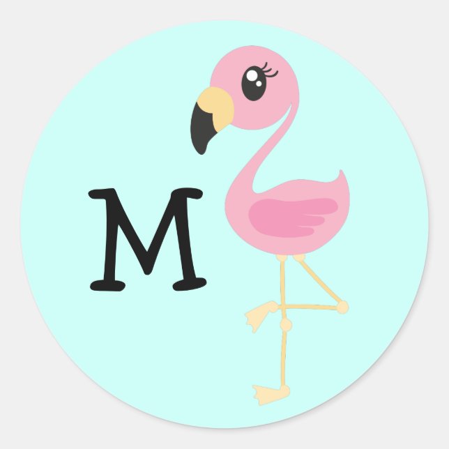 Flamingo Cute Tropical Name Umschlag Siegel Aufkle Runder Aufkleber (Vorderseite)