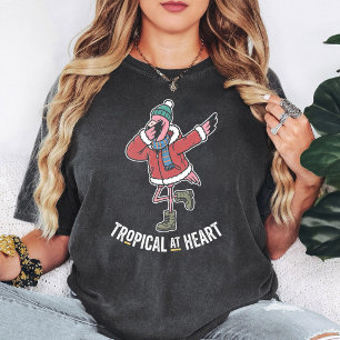 Flamingo Dabbing Tropical At Heart Wintervogel T-Shirt