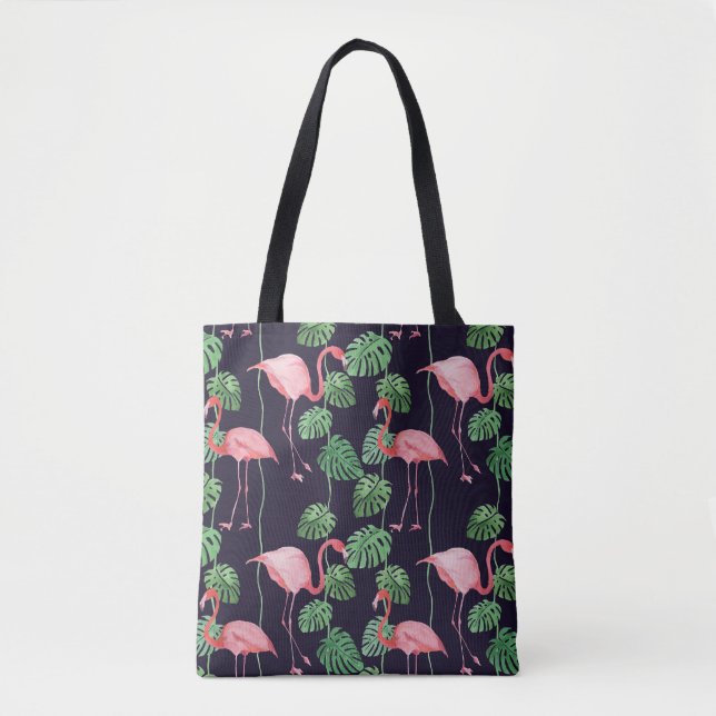 Flamingo Dark: Kleines Aquarellmuster. Tasche (Vorderseite)