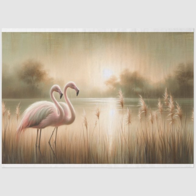 Flamingo Decoupage Tissue-Papier Seidenpapier (Vorderseite)