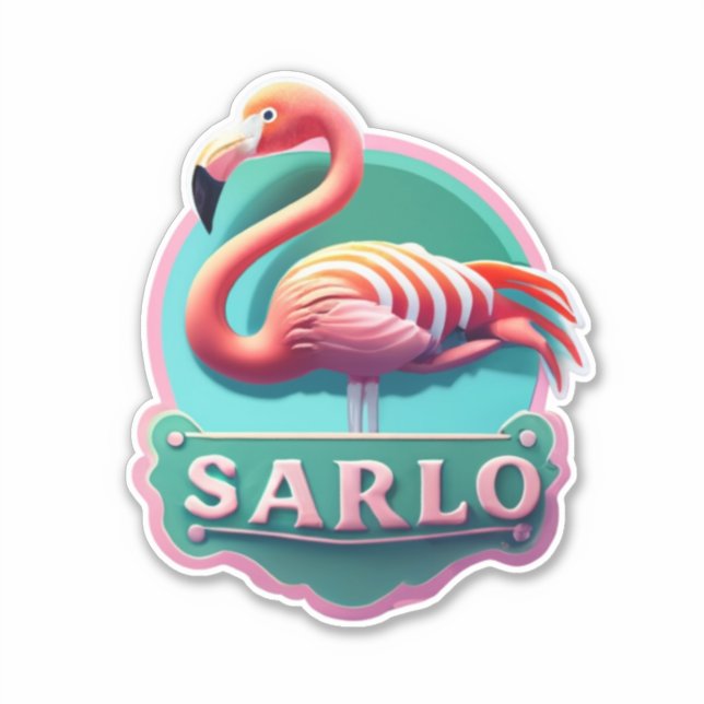 Flamingo Dekorieren mit lebhaften Stickern Aufkleber (Vorderseite)